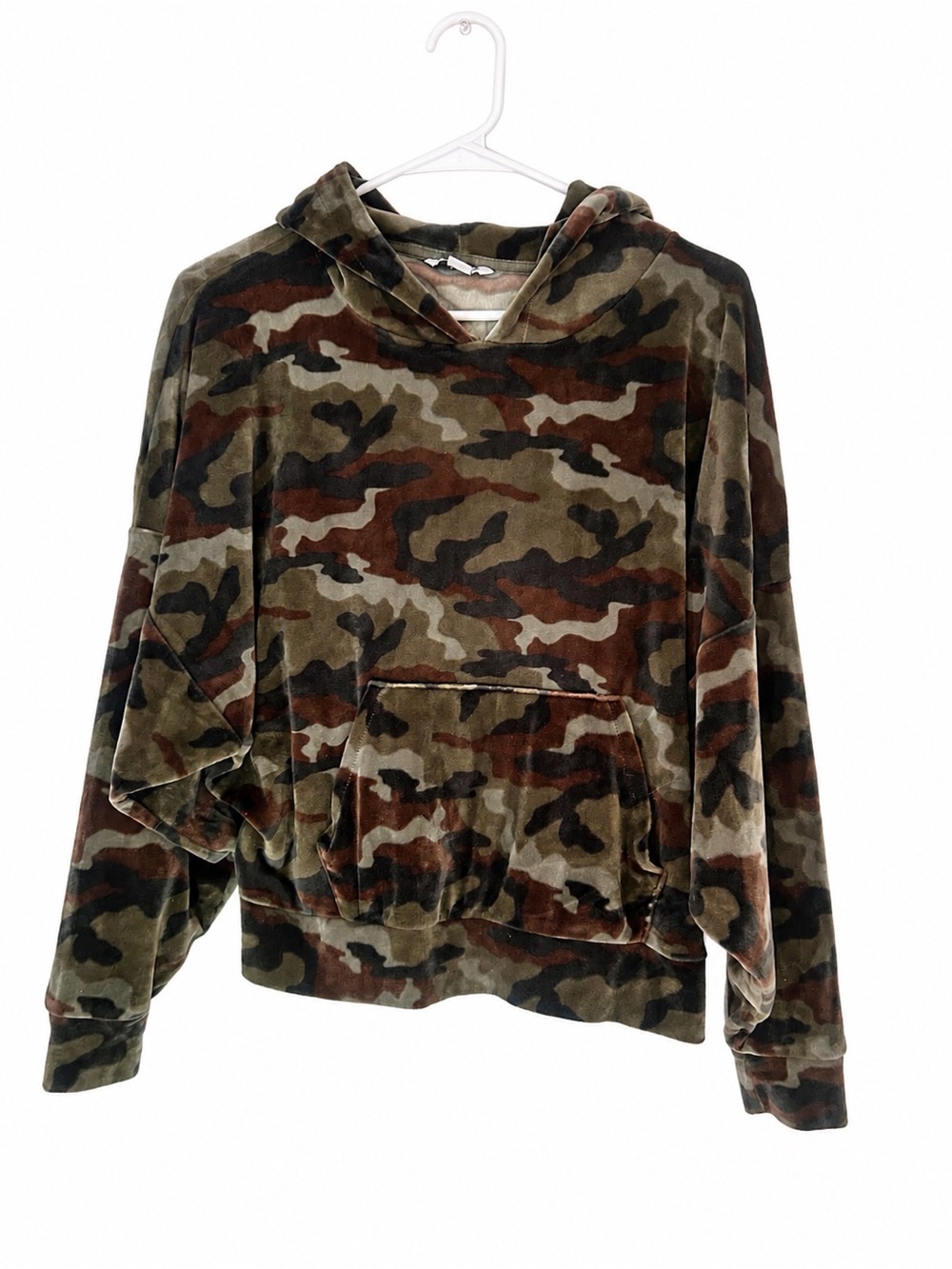 American Eagle Camo Velour Hoodie Pullover Oversized Slouchy Sweatshirt